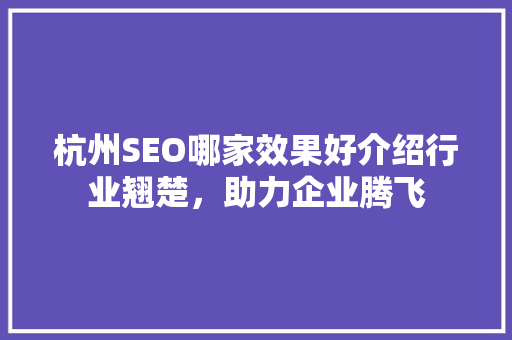 杭州SEO哪家效果好介绍行业翘楚，助力企业腾飞