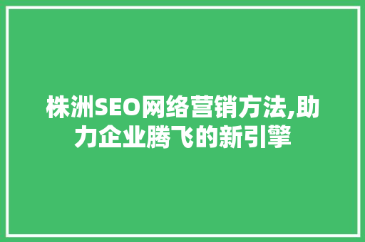 株洲SEO网络营销方法,助力企业腾飞的新引擎