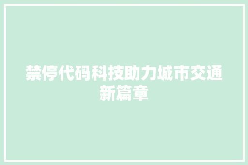 禁停代码科技助力城市交通新篇章