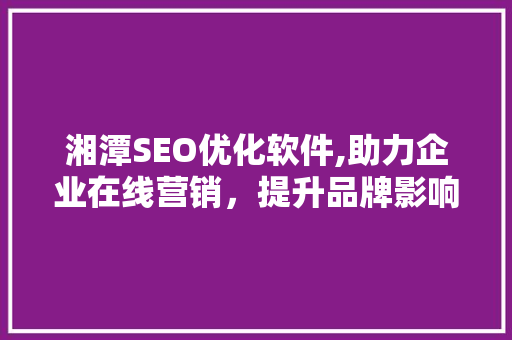湘潭SEO优化软件,助力企业在线营销，提升品牌影响力