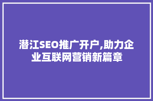 潜江SEO推广开户,助力企业互联网营销新篇章