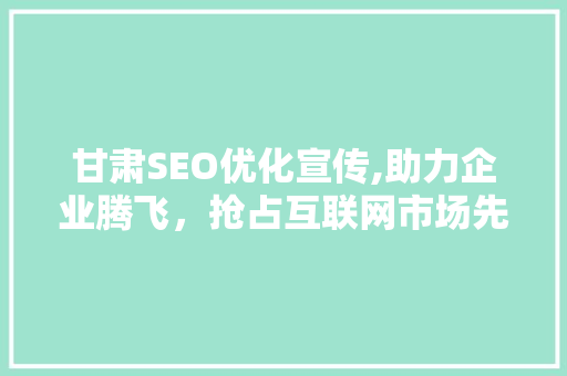 甘肃SEO优化宣传,助力企业腾飞，抢占互联网市场先机