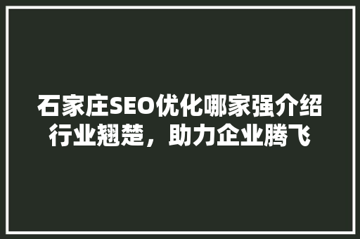 石家庄SEO优化哪家强介绍行业翘楚，助力企业腾飞
