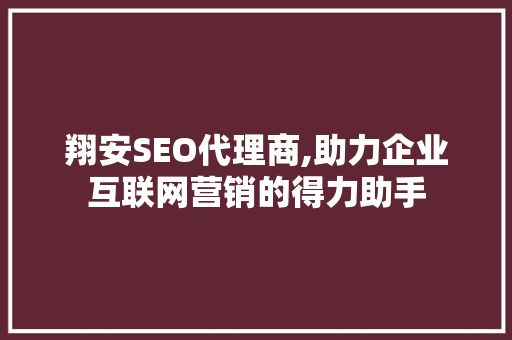 翔安SEO代理商,助力企业互联网营销的得力助手