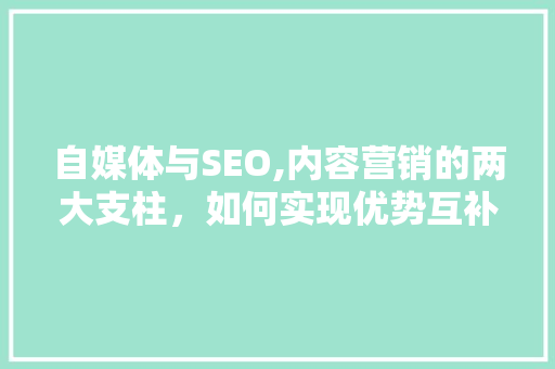 自媒体与SEO,内容营销的两大支柱，如何实现优势互补