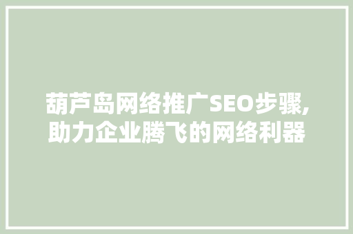 葫芦岛网络推广SEO步骤,助力企业腾飞的网络利器  第1张