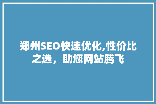 郑州SEO快速优化,性价比之选，助您网站腾飞