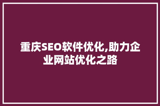 重庆SEO软件优化,助力企业网站优化之路