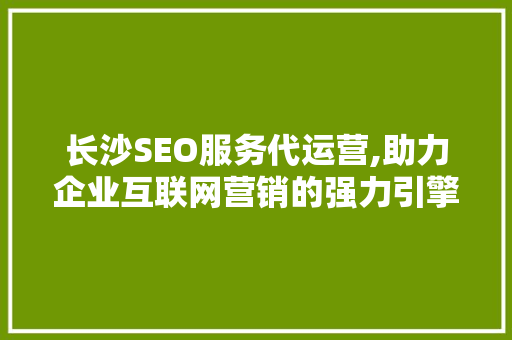 长沙SEO服务代运营,助力企业互联网营销的强力引擎  第1张