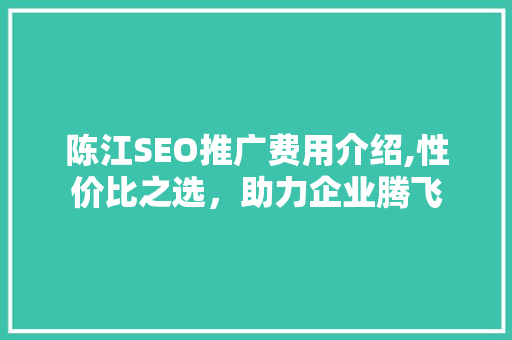 陈江SEO推广费用介绍,性价比之选，助力企业腾飞