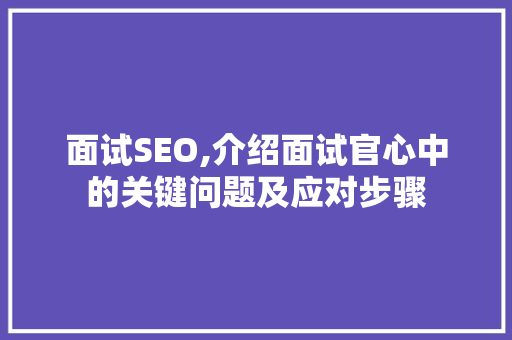 面试SEO,介绍面试官心中的关键问题及应对步骤