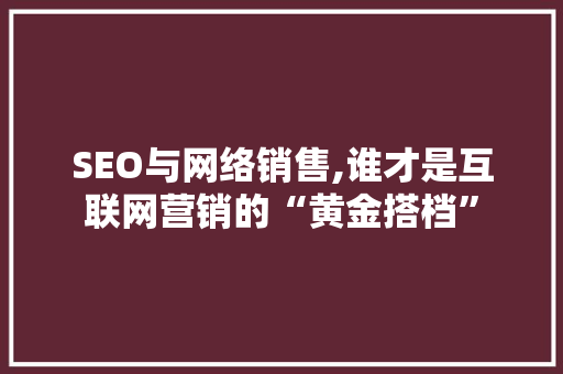 SEO与网络销售,谁才是互联网营销的“黄金搭档”