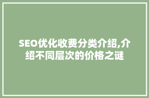 SEO优化收费分类介绍,介绍不同层次的价格之谜  第1张