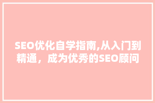SEO优化自学指南,从入门到精通，成为优秀的SEO顾问