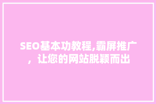 SEO基本功教程,霸屏推广，让您的网站脱颖而出