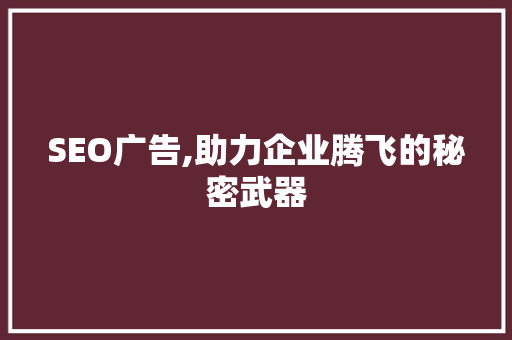 SEO广告,助力企业腾飞的秘密武器