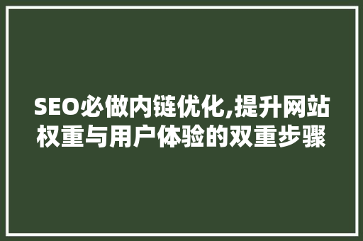 SEO必做内链优化,提升网站权重与用户体验的双重步骤  第1张