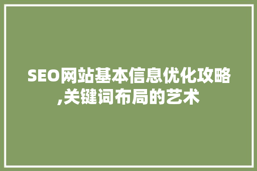 SEO网站基本信息优化攻略,关键词布局的艺术