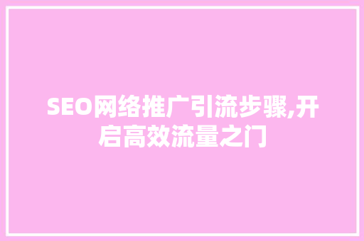SEO网络推广引流步骤,开启高效流量之门  第1张