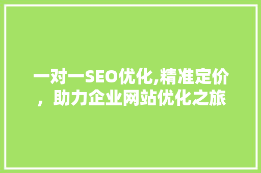 一对一SEO优化,精准定价，助力企业网站优化之旅