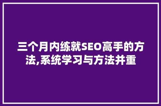 三个月内练就SEO高手的方法,系统学习与方法并重