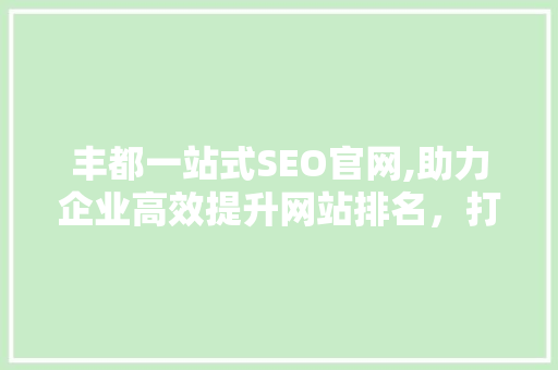 丰都一站式SEO官网,助力企业高效提升网站排名，打造网络品牌新高度