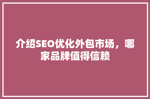 介绍SEO优化外包市场，哪家品牌值得信赖