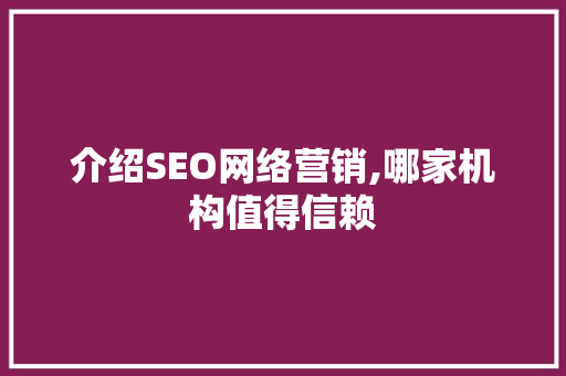 介绍SEO网络营销,哪家机构值得信赖