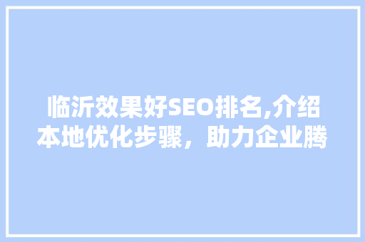 临沂效果好SEO排名,介绍本地优化步骤，助力企业腾飞