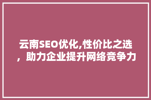 云南SEO优化,性价比之选，助力企业提升网络竞争力