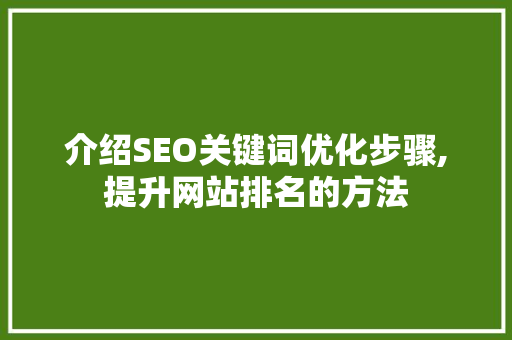介绍SEO关键词优化步骤,提升网站排名的方法