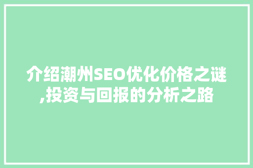 介绍潮州SEO优化价格之谜,投资与回报的分析之路