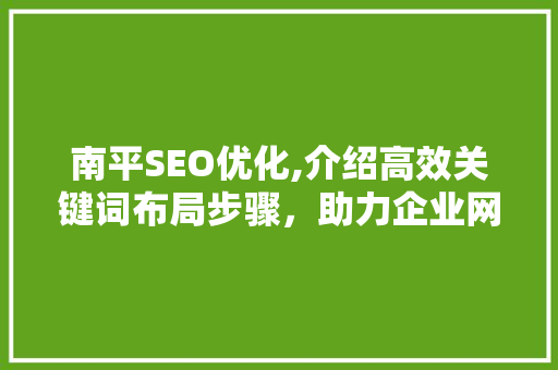 南平SEO优化,介绍高效关键词布局步骤，助力企业网站提升排名  第1张