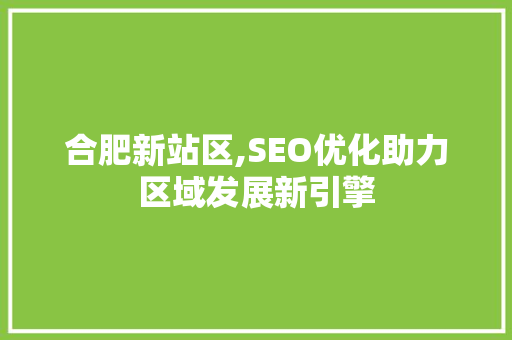 合肥新站区,SEO优化助力区域发展新引擎