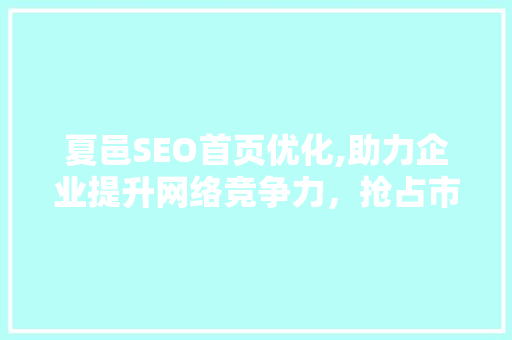 夏邑SEO首页优化,助力企业提升网络竞争力，抢占市场先机