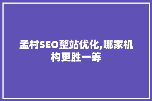 孟村SEO整站优化,哪家机构更胜一筹
