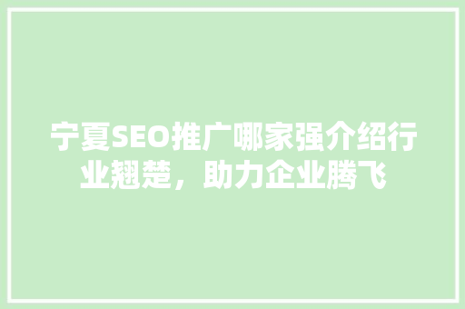 宁夏SEO推广哪家强介绍行业翘楚，助力企业腾飞  第1张