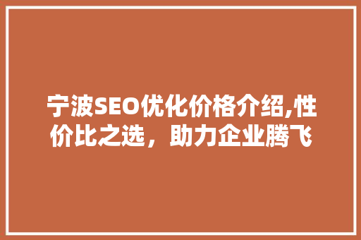 宁波SEO优化价格介绍,性价比之选，助力企业腾飞