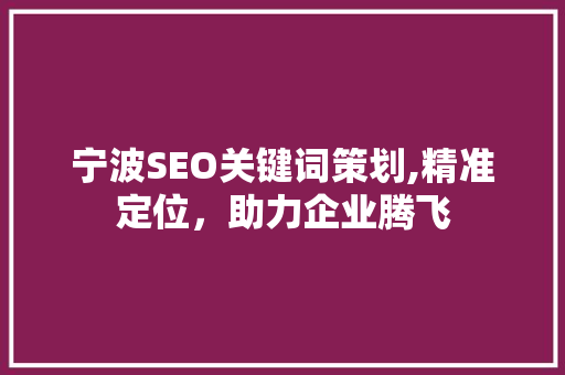 宁波SEO关键词策划,精准定位，助力企业腾飞  第1张