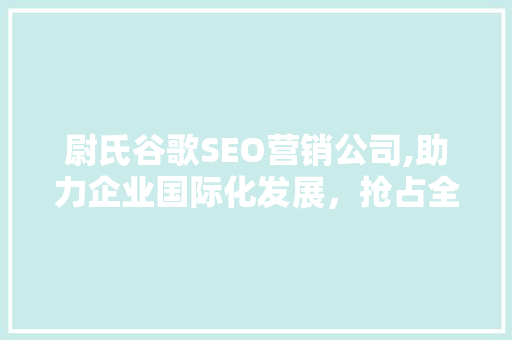 尉氏谷歌SEO营销公司,助力企业国际化发展，抢占全球市场先机  第1张