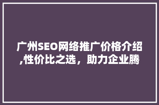 广州SEO网络推广价格介绍,性价比之选，助力企业腾飞