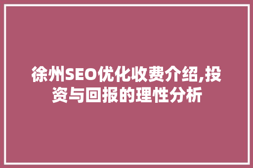 徐州SEO优化收费介绍,投资与回报的理性分析  第1张