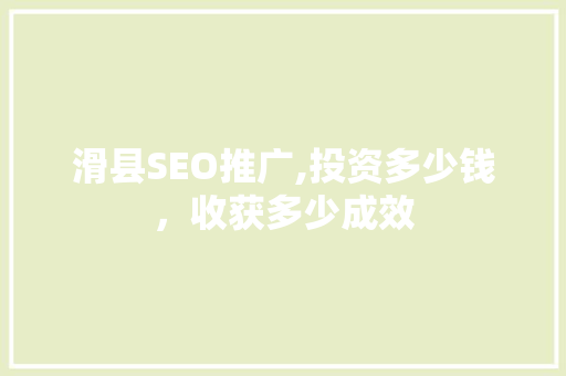 滑县SEO推广,投资多少钱，收获多少成效