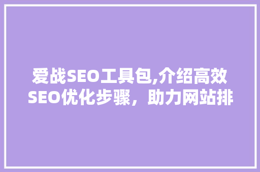 爱战SEO工具包,介绍高效SEO优化步骤，助力网站排名提升