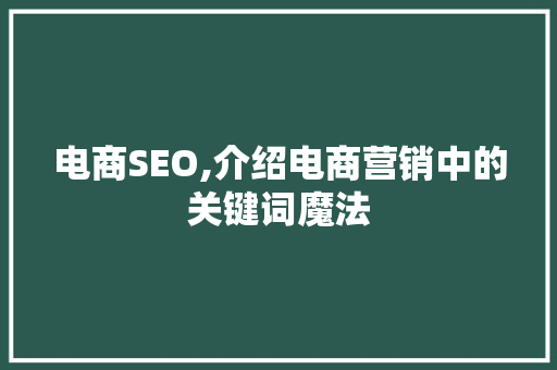 电商SEO,介绍电商营销中的关键词魔法