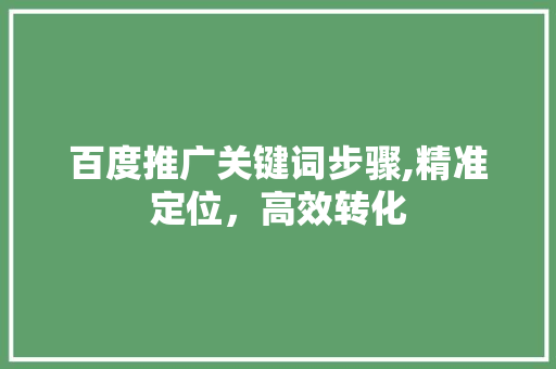 百度推广关键词步骤,精准定位，高效转化