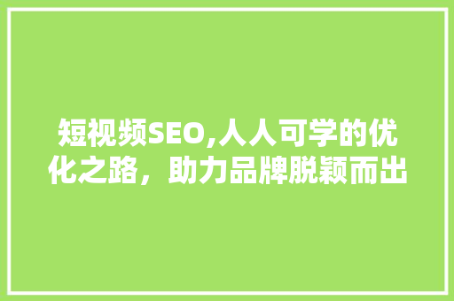 短视频SEO,人人可学的优化之路，助力品牌脱颖而出