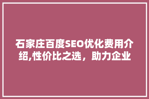 石家庄百度SEO优化费用介绍,性价比之选，助力企业腾飞