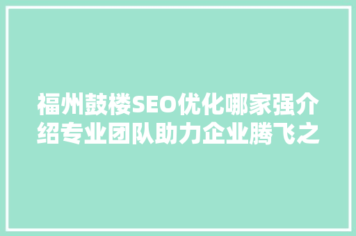 福州鼓楼SEO优化哪家强介绍专业团队助力企业腾飞之路