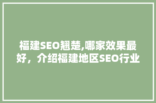 福建SEO翘楚,哪家效果最好，介绍福建地区SEO行业领先企业